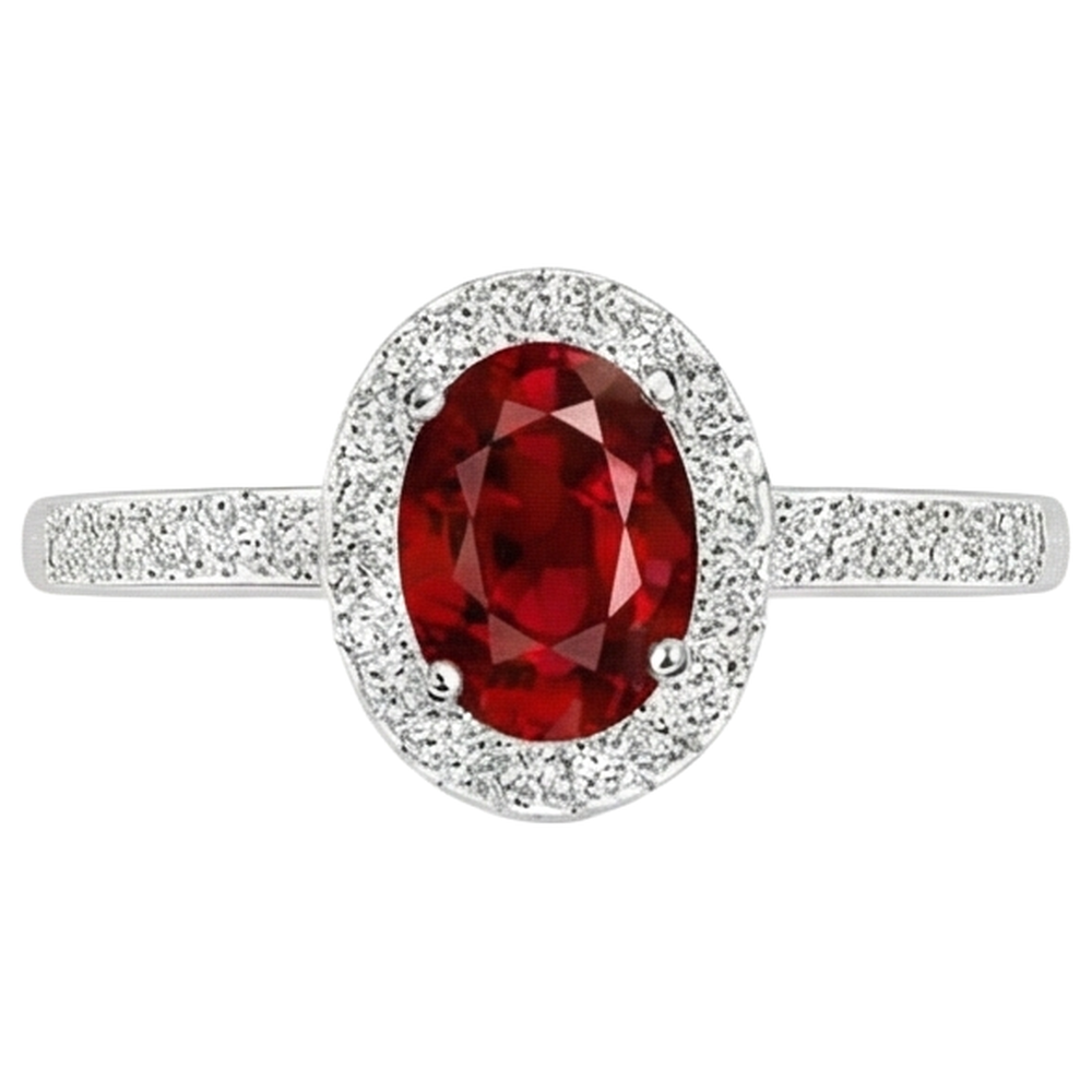 natural round ruby 3.85ct ring front view