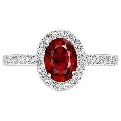 natural round ruby 3.85ct ring front view