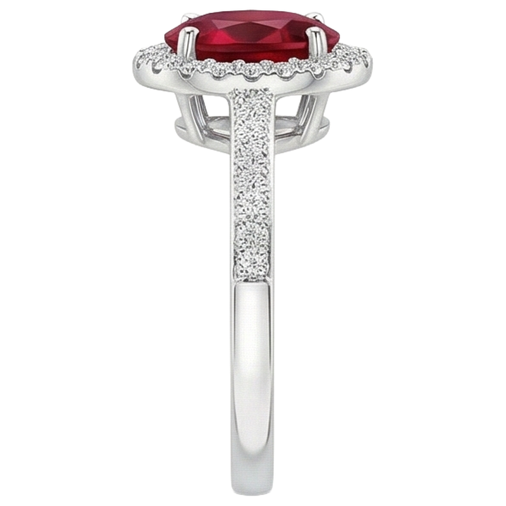 natural round ruby 3.85ct ring top view