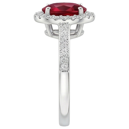 natural round ruby 3.85ct ring top view