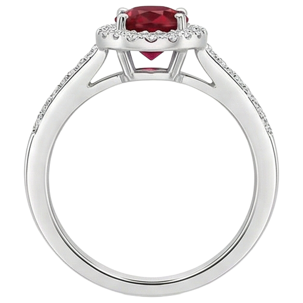 natural round ruby 3.85ct ring profile view