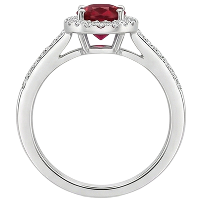natural round ruby 3.85ct ring profile view