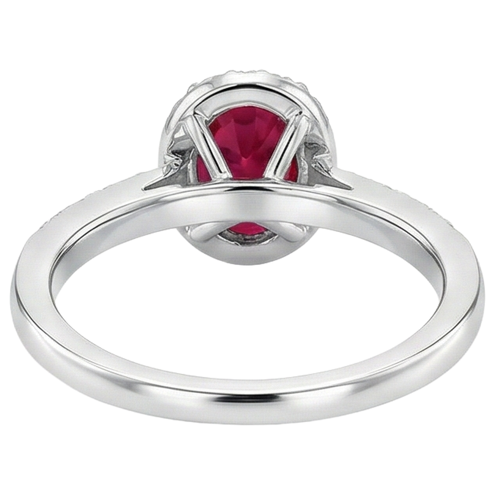 natural round ruby 3.85ct ring on white background