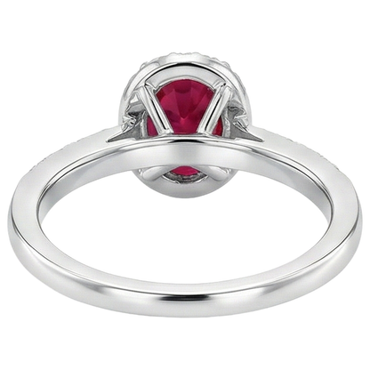 natural round ruby 3.85ct ring on white background