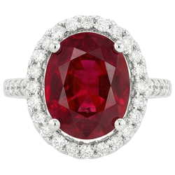 Solitaire With Accent 7 Ct. Ruby IGI CERTIFIED And Diamonds Ring White Gold 14K
