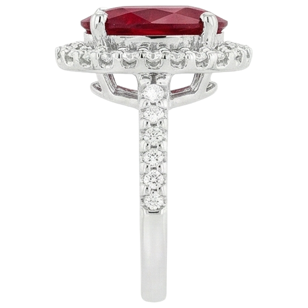 Solitaire With Accent 7 Ct. Ruby IGI CERTIFIED And Diamonds Ring White Gold 14K