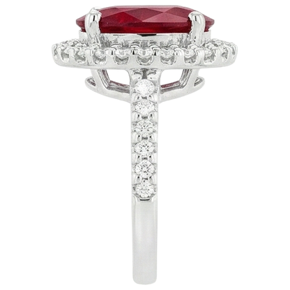 Solitaire With Accent 7 Ct. Ruby IGI CERTIFIED And Diamonds Ring White Gold 14K