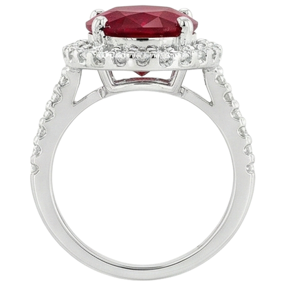 Solitaire With Accent 7 Ct. Ruby IGI CERTIFIED And Diamonds Ring White Gold 14K