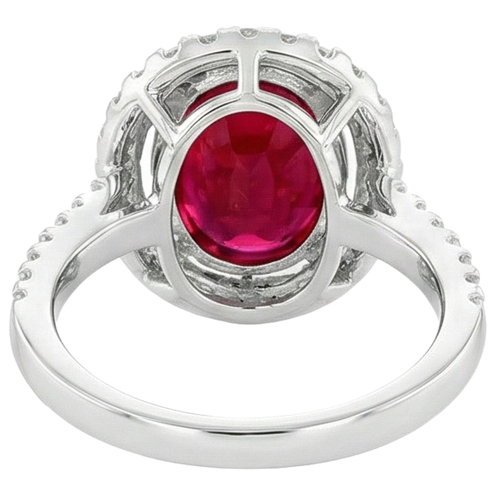 Solitaire With Accent 7 Ct. Ruby IGI CERTIFIED And Diamonds Ring White Gold 14K
