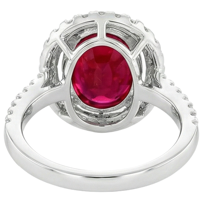 Solitaire With Accent 7 Ct. Ruby IGI CERTIFIED And Diamonds Ring White Gold 14K