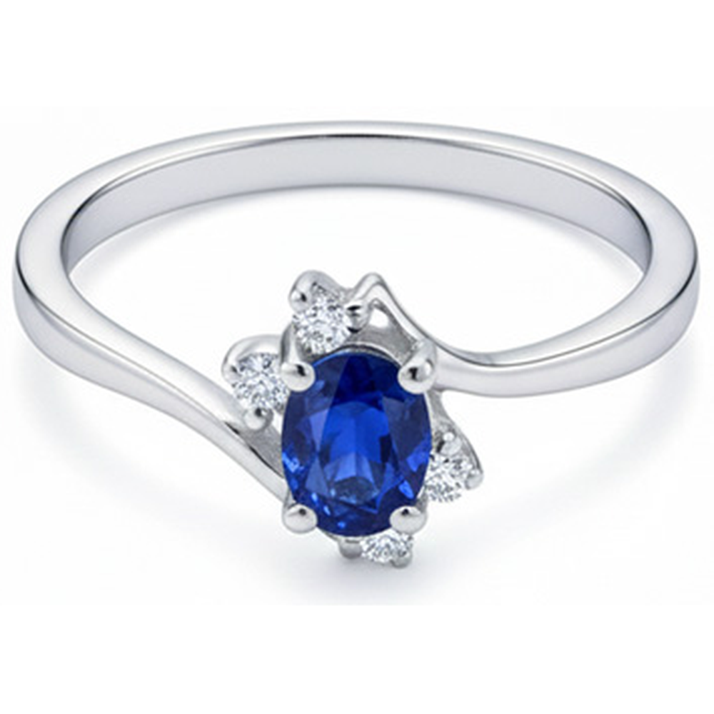 Solitaire With Accent Sri Lanka Sapphire And Natural Earth Mined Diamonds Ring 1.90 Carats