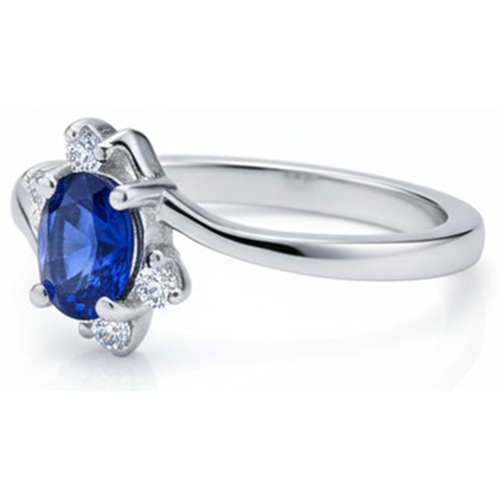 Solitaire With Accent Sri Lanka Sapphire And Natural Earth Mined Diamonds Ring 1.90 Carats