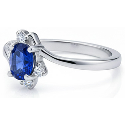 Solitaire With Accent Sri Lanka Sapphire And Natural Earth Mined Diamonds Ring 1.90 Carats