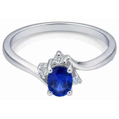 Solitaire With Accent Sri Lanka Sapphire And Natural Earth Mined Diamonds Ring 1.90 Carats