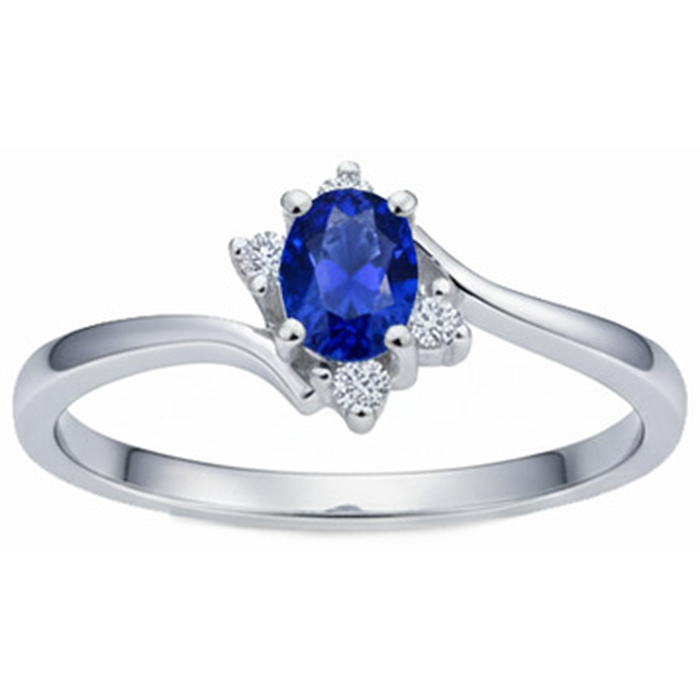 Solitaire With Accent Sri Lanka Sapphire And Natural Earth Mined Diamonds Ring 1.90 Carats