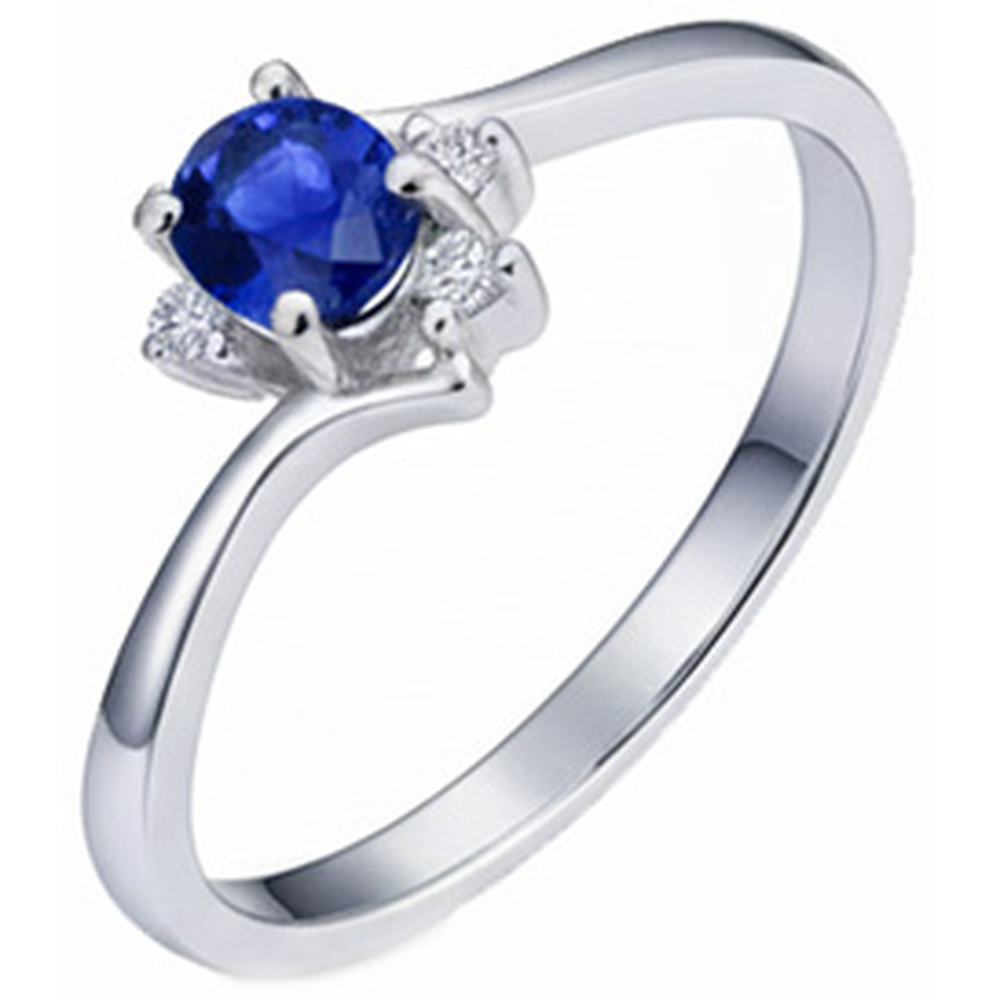 Solitaire With Accent Sri Lanka Sapphire And Natural Earth Mined Diamonds Ring 1.90 Carats