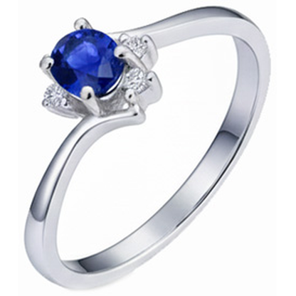 Solitaire With Accent Sri Lanka Sapphire And Natural Earth Mined Diamonds Ring 1.90 Carats