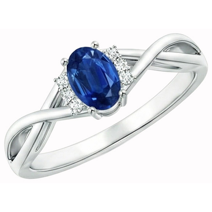 Solitaire With Accents 1.80 Ct Sri Lanka Blue Sapphire Natural Earth Mined Diamonds Ring