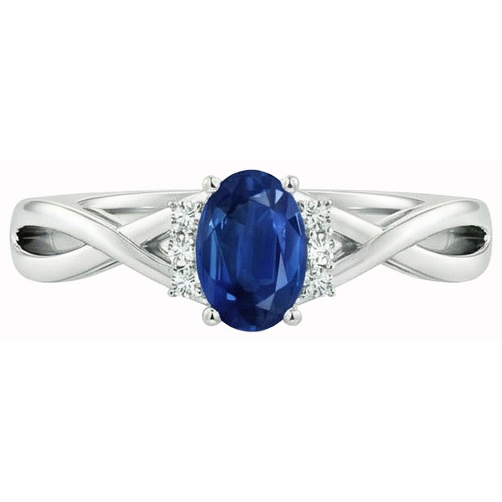 Solitaire With Accents 1.80 Ct Sri Lanka Blue Sapphire Natural Earth Mined Diamonds Ring