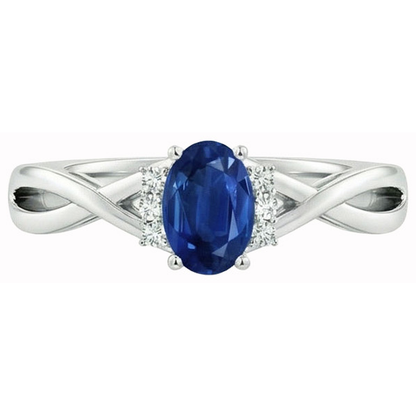 Solitaire With Accents 1.80 Ct Sri Lanka Blue Sapphire Natural Earth Mined Diamonds Ring