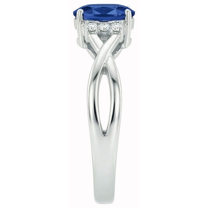 Solitaire With Accents 1.80 Ct Sri Lanka Blue Sapphire Natural Earth Mined Diamonds Ring