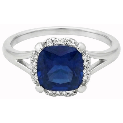 Solitaire With Accents 2.50 Ct Sri Lankan Sapphire And Natural Earth Mined Diamonds Ring