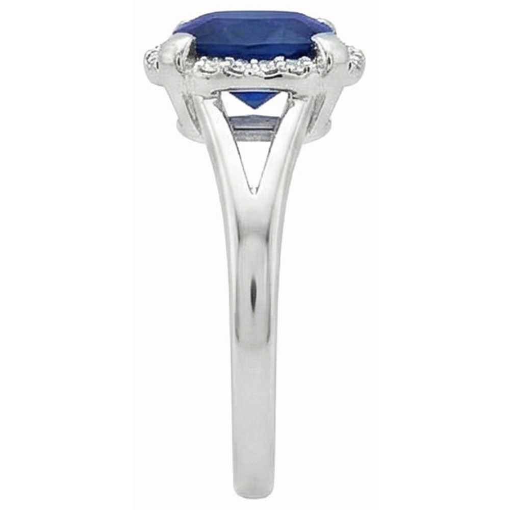 Solitaire With Accents 2.50 Ct Sri Lankan Sapphire And Natural Earth Mined Diamonds Ring