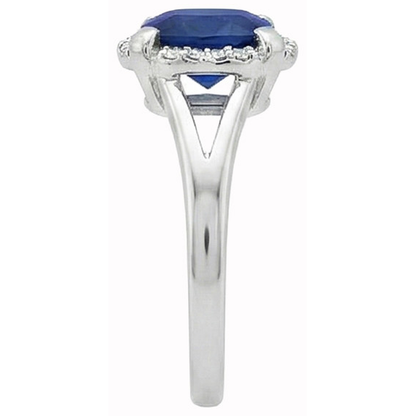 Solitaire With Accents 2.50 Ct Sri Lankan Sapphire And Natural Earth Mined Diamonds Ring