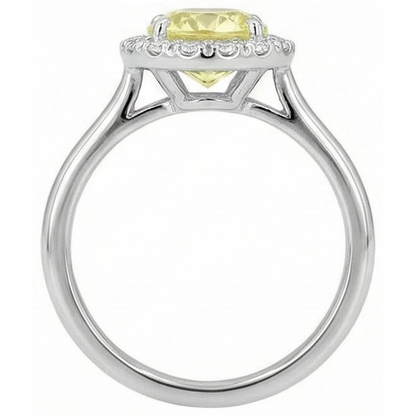 Solitaire With Accents 4 Carats Yellow Sapphire Ring White Gold 14K