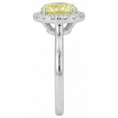 Solitaire With Accents 4 Carats Yellow Sapphire Ring White Gold 14K