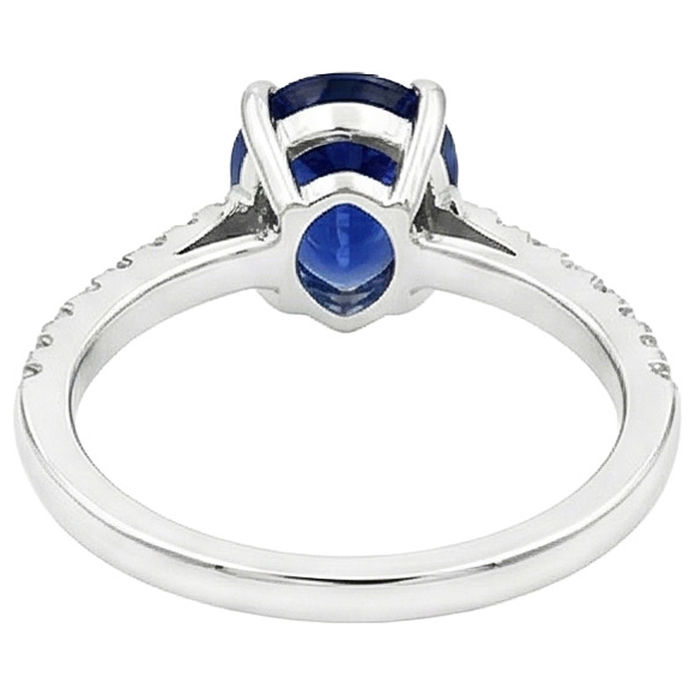 Solitaire With Accents Natural Earth Mined Diamond Ring Sri Lankan Sapphire 2.50 Carats