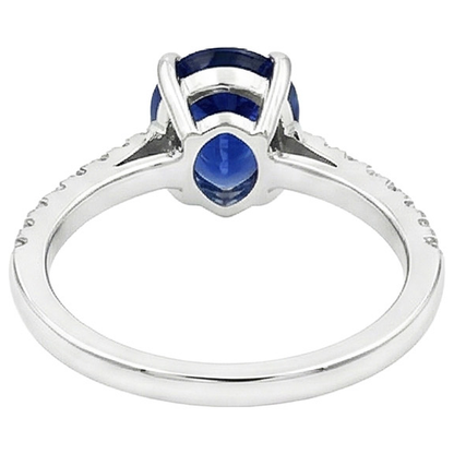Solitaire With Accents Natural Earth Mined Diamond Ring Sri Lankan Sapphire 2.50 Carats