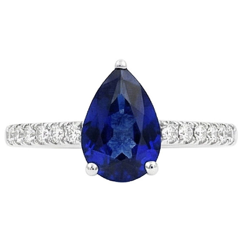 Solitaire With Accents Natural Earth Mined Diamond Ring Sri Lankan Sapphire 2.50 Carats