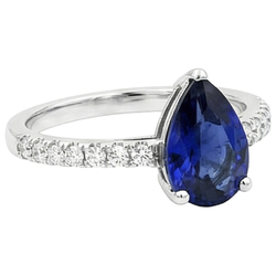 Solitaire With Accents Natural Earth Mined Diamond Ring Sri Lankan Sapphire 2.50 Carats