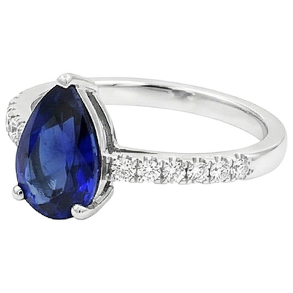Solitaire With Accents Natural Earth Mined Diamond Ring Sri Lankan Sapphire 2.50 Carats