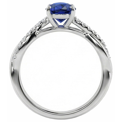 Natural Real ( Not Lab Grown )  Solitaire With Accents Ring Ceylon Sapphire 2.50 Carats Twist Style