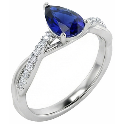 Natural Real ( Not Lab Grown )  Solitaire With Accents Ring Ceylon Sapphire 2.50 Carats Twist Style