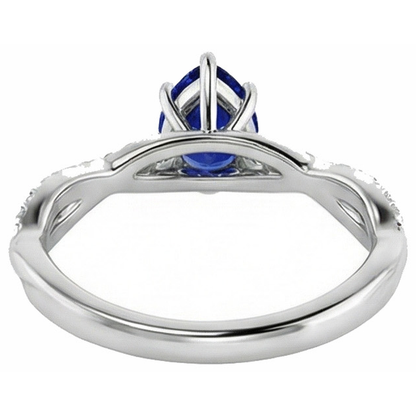 Natural Real ( Not Lab Grown )  Solitaire With Accents Ring Ceylon Sapphire 2.50 Carats Twist Style