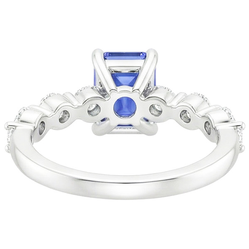 Solitaire With Accents Ring Emerald Ceylon Sapphire & Natural Earth Mined Diamond 4.25 Ct