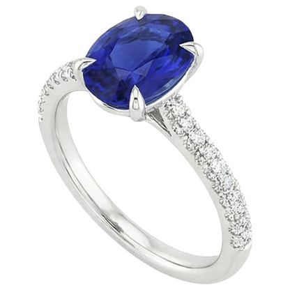 natural round sapphire 5.25ct ring top view