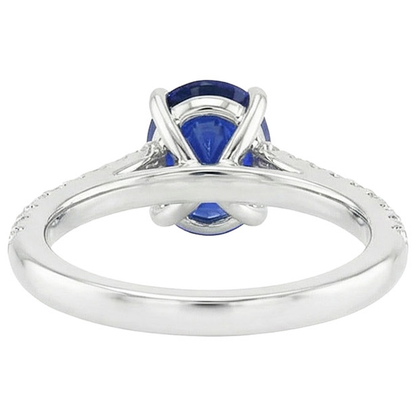natural round sapphire 5.25ct ring on white background