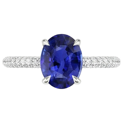 natural round sapphire 5.25ct ring close up detail