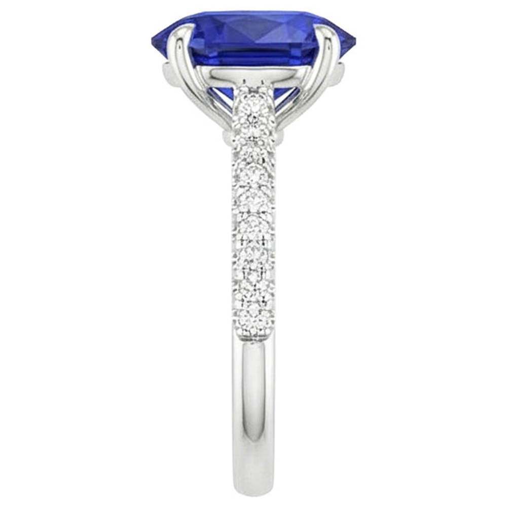 natural round sapphire 5.25ct ring profile view