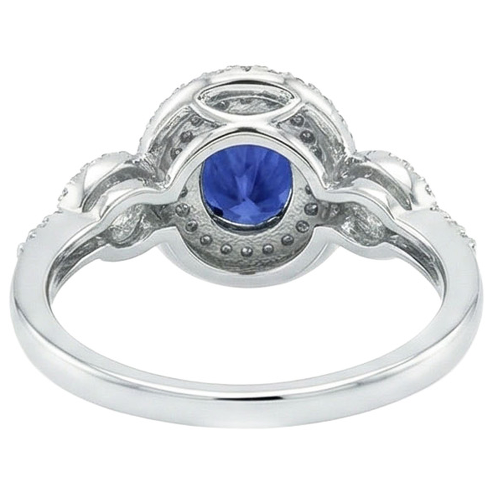 Solitaire With Accents Sapphire Natural Earth Mined Diamond Ring 3.25 Carats WG 14K