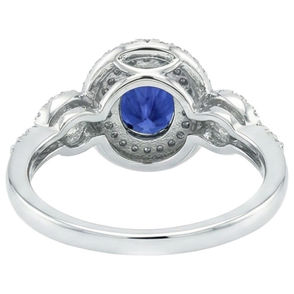 Solitaire With Accents Sapphire Natural Earth Mined Diamond Ring 3.25 Carats WG 14K