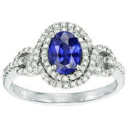 Solitaire With Accents Sapphire Natural Earth Mined Diamond Ring 3.25 Carats WG 14K