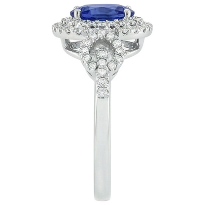 Solitaire With Accents Sapphire Natural Earth Mined Diamond Ring 3.25 Carats WG 14K