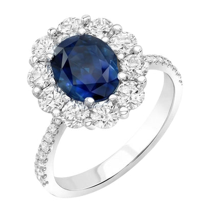 Solitaire With Accents Sri Lanka Sapphire Natural Earth Mined Diamonds 4.75 Ct. Ring WG 14K