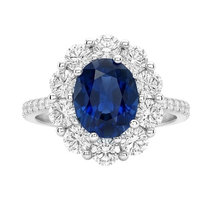 Solitaire With Accents Sri Lanka Sapphire Natural Earth Mined Diamonds 4.75 Ct. Ring WG 14K