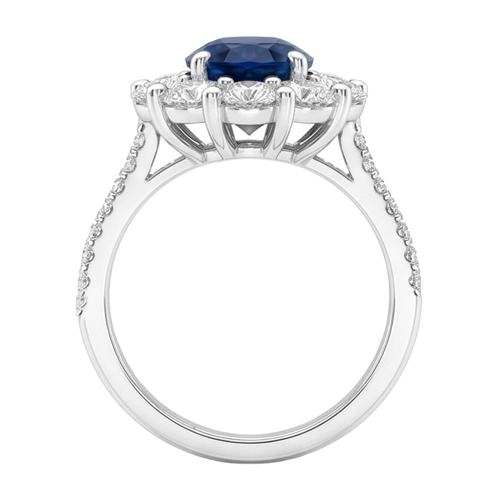 Solitaire With Accents Sri Lanka Sapphire Natural Earth Mined Diamonds 4.75 Ct. Ring WG 14K